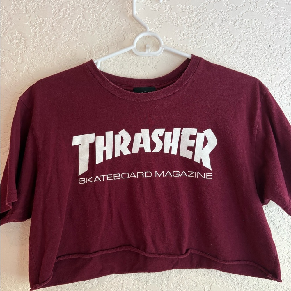 Thrasher Maroon Crop Top